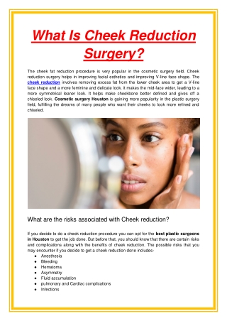 What Is Cheek Reduction Surgery