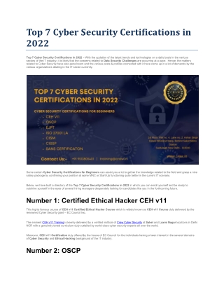 Top 7 Cyber Security Certifications in 2022