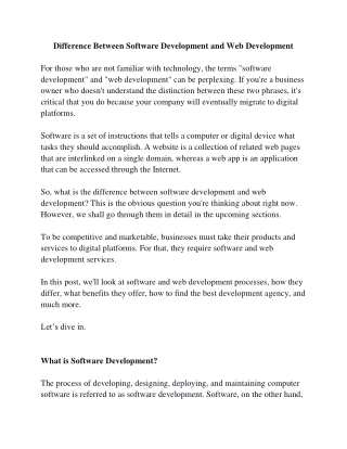 Difference Between Software Development and Web Development
