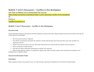 NU625-7 Unit 5 Discussion – Conflict in the Workplace