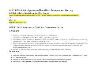 NU625-7 Unit 6 Assignment – The APN as Entrepreneur Herzing