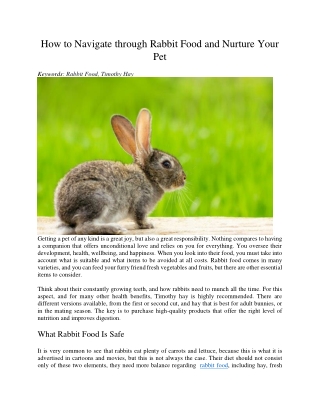 How to Navigate through Rabbit Food and Nurture Your Pet