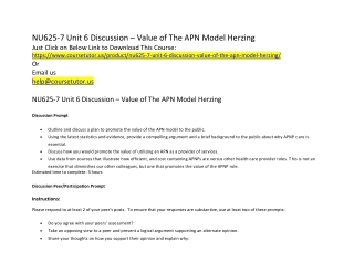 NU625-7 Unit 6 Discussion – Value of The APN Model Herzing