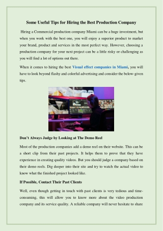 Tips for Hiring the Best Production Company
