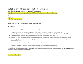 NU625-7 Unit 8 Discussion – Reflection Herzing