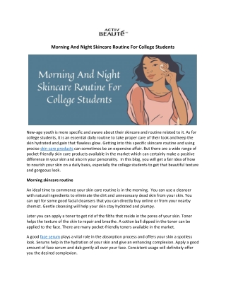 Morning And Night Skincare Routine For College Students
