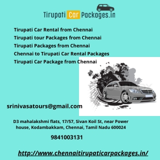 Tirupati Car Package from Chennai