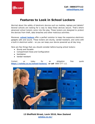 Features to Look in School Lockers