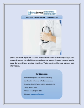 Seguro de salud en Miami | Fsinsurance.us