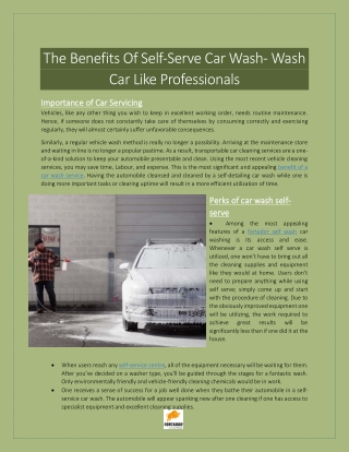 The Benefits Of Self-Serve Car Wash- Wash Car Like Professionals