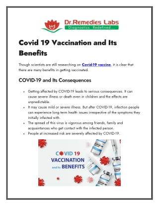 Covid 19 Vaccination and Its Benefits