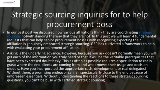 strategic sourcing