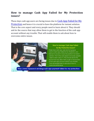How to manage Cash App Failed for My Protection issues?