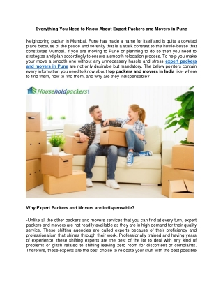 Everything You Need to Know About Expert Packers and Movers in Pune