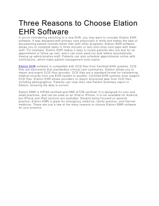Three Reasons to Choose Elation EHR Software