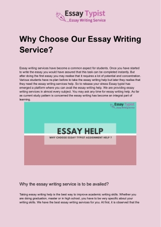 Why Choose Our Essay Writing Service