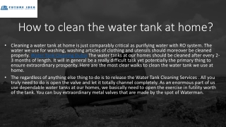 Water Tank Cleaning Dubai