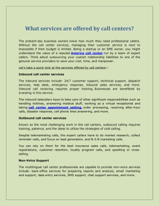 What services are offered by call centers