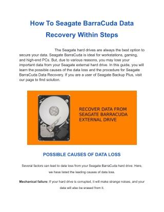How To Seagate BarraCuda Data Recovery Within Steps