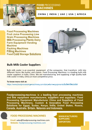 Bulk Milk Cooler Suppliers