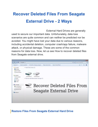 Recover Deleted Files From Seagate External Drive - 2 Ways
