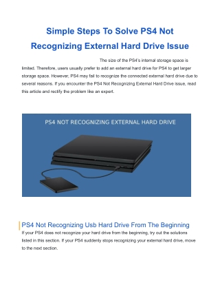 Simple Steps To Solve PS4 Not Recognizing External Hard Drive Issue