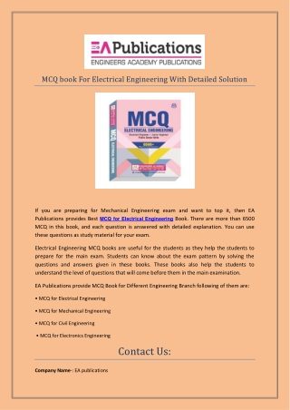 MCQ book For Electrical Engineering With Detailed Solution