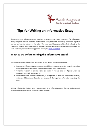Tips for Writing an Informative Essay