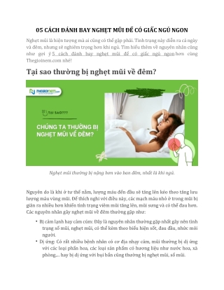 05 CÁCH ĐÁNH BAY NGHẸT MŨI ĐỂ CÓ GIẤC NGỦ NGON