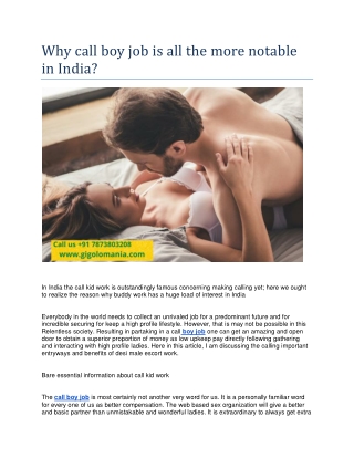 Why call boy job is all the more notable in India