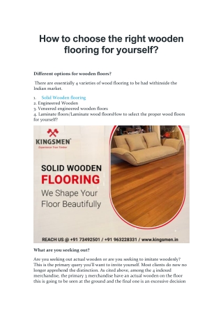 How to choose the right wooden flooring for yourse
