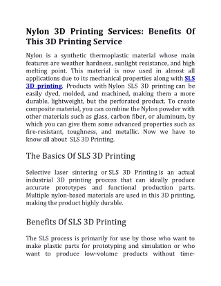 Nylon 3D Printing Services