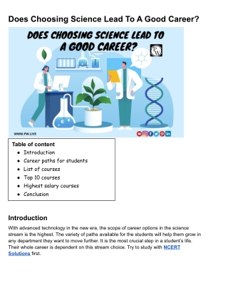 Does Choosing Science Lead To A Good Career?