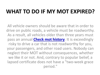 WHAT TO DO IF MY MOT EXPIRED?