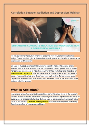 Correlation Between Addiction and Depression Webinar