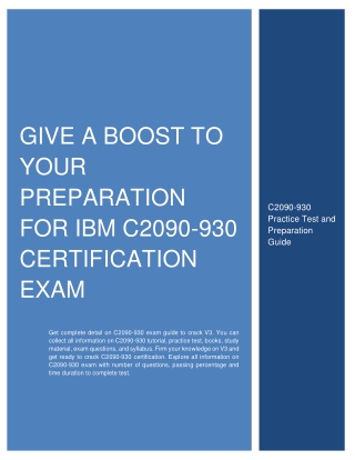 Give a Boost to Your Preparation for IBM C2090-930 Certification Exam