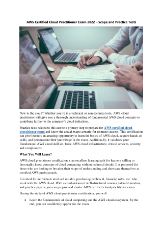 AWS Certified Cloud Practitioner Exam 2022 – Scope and Practice Tests