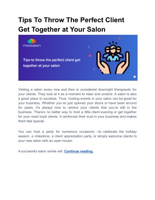 Tips To Throw The Perfect Client Get Together at Your Salon