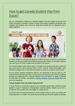 How to get Canada Student Visa from Dubai