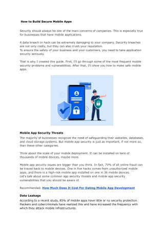How to Build Secure Mobile Apps