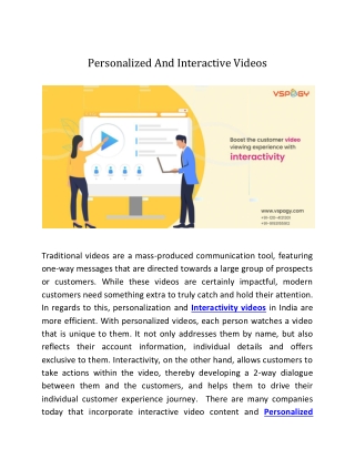 Personalized And Interactive Videos
