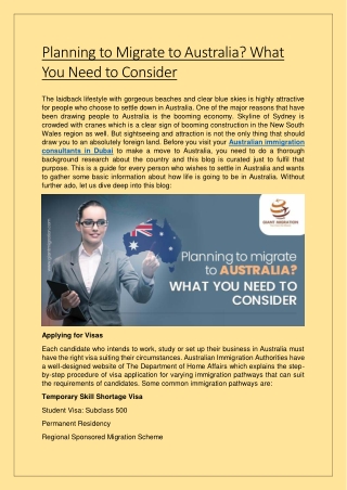 Planning to Migrate to Australia What You Need to Consider