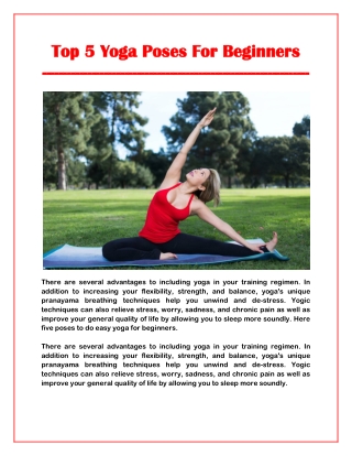 Top 5 Yoga Poses For Beginners