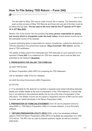 How To File Salary TDS Return – Form 24Q