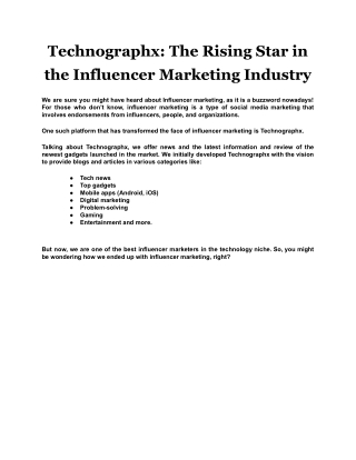 Technographx: The Rising Star in the Influencer Marketing Industry