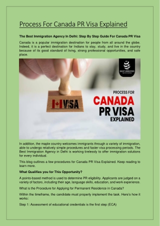 Process For Canada PR Visa Explained
