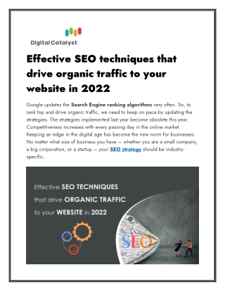 Effective SEO techniques that drive organic traffic to your website in 2022