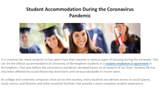 Student Accommodation During the Coronavirus Pandemic