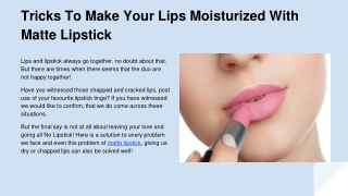 Tricks To Make Your Lips Moisturized With Matte Lipstick