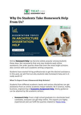 Why Do Students Take Homework Help From